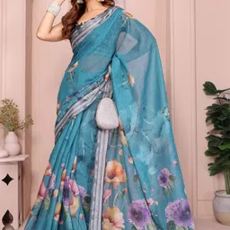 Kalista Floral Linen Blend Saree-image-85