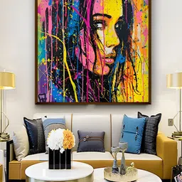 Artsense Yellow & Pink Canvas Abstract Wall Paintings-picture-30