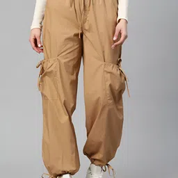 KISURA Women High-Rise Cargos Trousers-image-9
