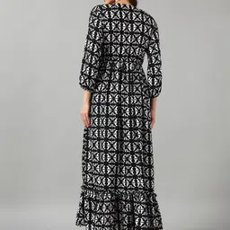 Krunal Raiyani Abstract Printed Tie-up Neck Tiered Maxi Dress image 4