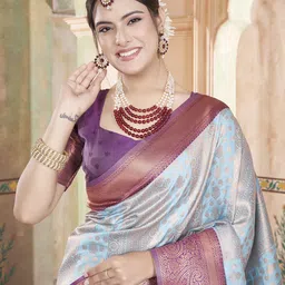 DIVASTRI Woven Design Zari Silk Blend Kanjeevaram Saree image 2