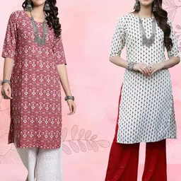 Ethnic basket Women Pack Of 2 Multicoloured Crepe Kurtas-picture-15