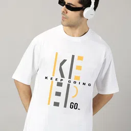 TEEFOX Men Typography Printed Round Neck Cotton Oversized T-shirt-picture-12