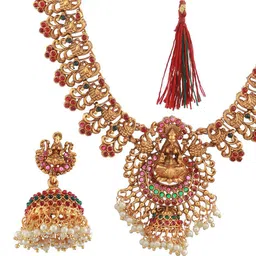 Jazz and Sizzle Gold-Plated Stone-Studded & Beaded Jewellery Set image 3