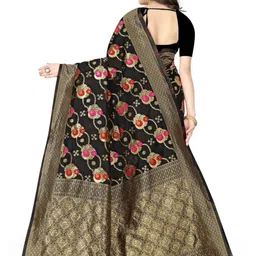 SAREEFLAME Ethnic Motifs Woven Design Zari Pure Silk Banarasi Saree image 4