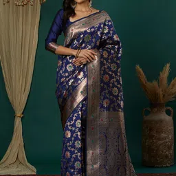 Satrani Woven Design Zardozi Banarasi Saree-image-82