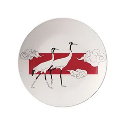 THE QUIRKY HOME Rust & White Tranquil Flight Against The Sun Printed Ceramic Wall Plates image 5