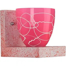 1ST TIME Pink & Pink Printed Wood Contemporary Frustum Shaped Wall Lamp-picture-14