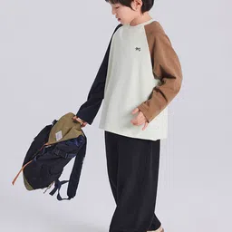 LULU & SKY Boys Colourblocked Drop-Shoulder Sleeves Applique T-shirt image 4