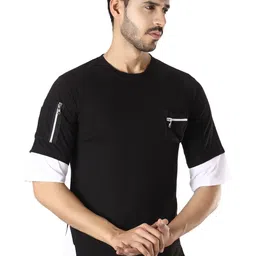 Black Collection Men Drop-Shoulder Sleeves Pockets T-shirt-picture-47