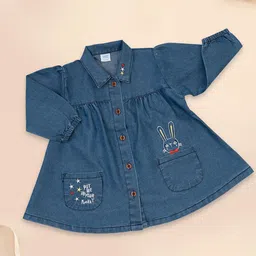 MeeMee Embroidered Denim Fit & Flare Dress-picture-40