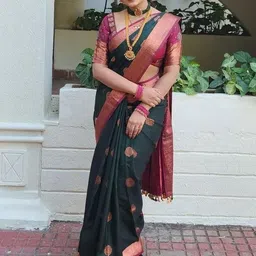 CaniBani Woven Design Zari Silk Blend Banarasi Saree image 2