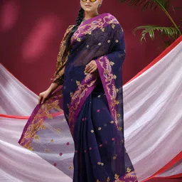 TANTLOOM Woven Design Zari Pure Cotton Saree-picture-28