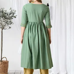 neel & ned Ethnic Motifs Embroidered Panelled Anarkali Kurta with Trousers & Dupatta image 4