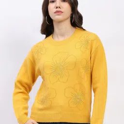 Global Republic Women Floral Embellished Woollen Pullover Sweater-image-72