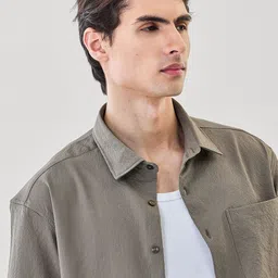 Snitch Men Textured Spread Collar Casual Shirt image 4