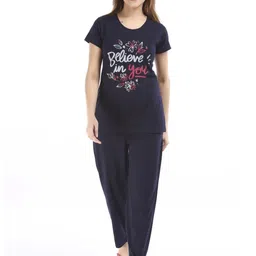 E-MAX Women Blue Cotton Blend Night suits-image-45