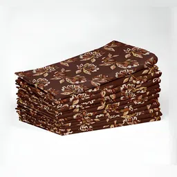 Vargottam Brown & Beige 12 Pieces Printed Cotton Reusable & Disposable Table Napkins image 2