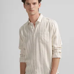 Crocodile Tactile Striped Spread Collar Regular Fit Casual Shirt-picture-16