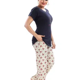 BAESD Floral Printed Round Neck T-shirt With Pyjamas image 2