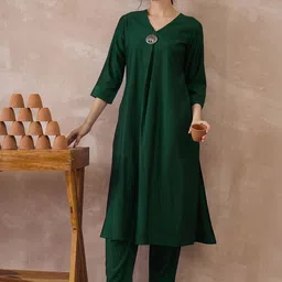 Indo Era Women Regular Liva Kurta with Trousers-picture-39