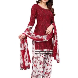 attigo Unstitched Printed Cotton Blend Kurta & Patiyala Dress Material with Dupatta image 2