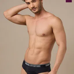 URBAN ADVENTURE Men Pack Of 2 Anti Bacterial Mid-Rise Basic Briefs 2P-UAM-006(WINE-BLK)-picture-36
