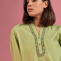 routes by all about you all about you Mandarin Collar Puff Sleeve Blouson Top image 5