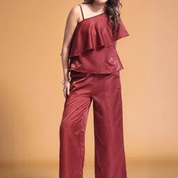all about you One Shoulder Ruffle Top With Trouser Co-Ords-picture-15