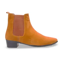Bxxy Men Round Toe High-Top Suede Block Heel Chealsa Boots image 3