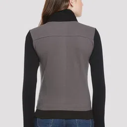 Hypernation Women Colourblocked Asymmetric Closure Biker Jacket image 2