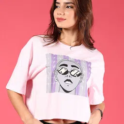 V-Mart Women Printed Drop-Shoulder Sleeves T-shirt-image-36