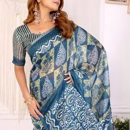 AWRIYA Ethnic Motifs Zari Linen Blend Saree image 3