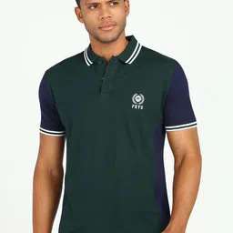 Provogue Men Colourblocked Polo Collar Slim Fit T-shirt-image-34