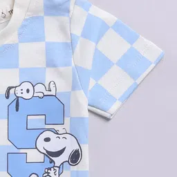 YK X Tinyo Infant Boys Snoopy Checked Pure Cotton T-shirt with Shorts image 2