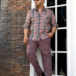 Instafab Plus Size Tartan Checked Comfort Cotton Casual Shirt image 4