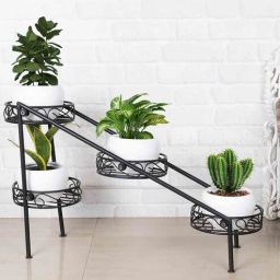 homesake Ladder Black Metal Planter Stand with 4 Racks-picture-39