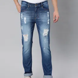 Urbano Fashion Men Blue Slim Fit Mid-Rise Highly Distressed Stretchable Jeans-image-72