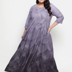 Amydus Women Plus Size Grey Maxi A-Line Dress image 1