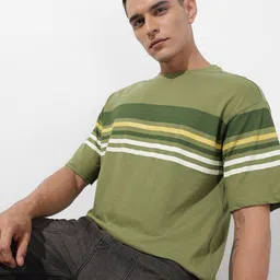 The Roadster Life Co. Striped Pure Cotton Relaxed Fit T-shirt-picture-29