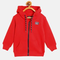 Gini and Jony Boys Red Cotton Hooded Sweatshirt with Printed Back-picture-23