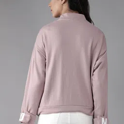 Roadster Women Mauve Solid Sweatshirt with Velcro Detail & Waist Tie-Ups image 4