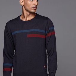 Raymond Men Navy Blue Striped Pullover-picture-23