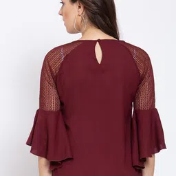 Style Quotient Burgundy Crepe Regular Top image 4