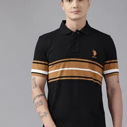 U.S. Polo Assn. Horizontally Striped Polo Collar Pure Cotton Slim Fit T-shirt-picture-57