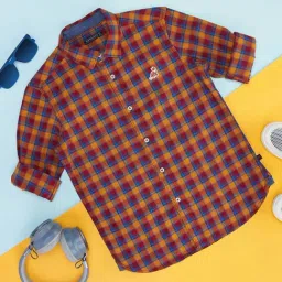 Pantaloons Junior Orange & Red Cotton Chequered Full Sleeves Shirt-picture-36