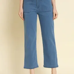 Angelfab Blue Cotton Straight Fit High Rise Jeans-image-6