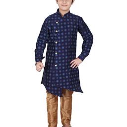 Pro-Ethic Style Developer Kids Navy & Beige Printed Full Sleeves Kurta with Pyjamas-picture-2