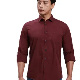 Parx Maroon Cotton Slim Fit Shirt-image-44