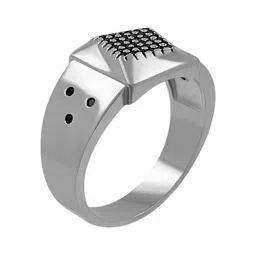 Saizen Men Silver-Plated Cubic Zirconia Finger Ring image 2